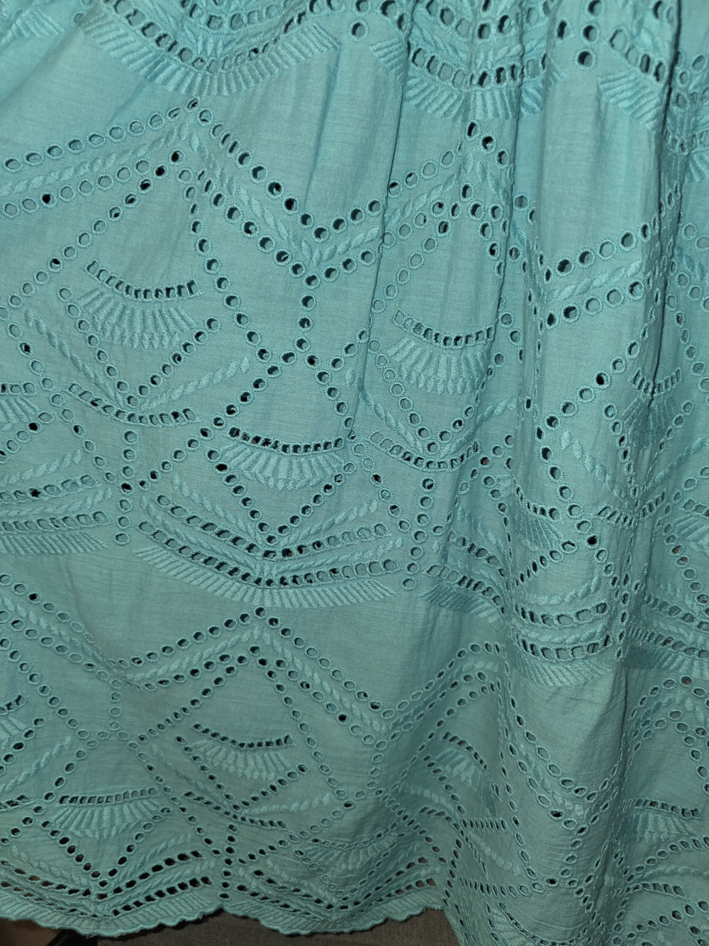 Sundance Turquoise Eyelet/ Tie On Each Arm Off-Shoulder Top Size Small PTP 23in - Picture 3 of 6